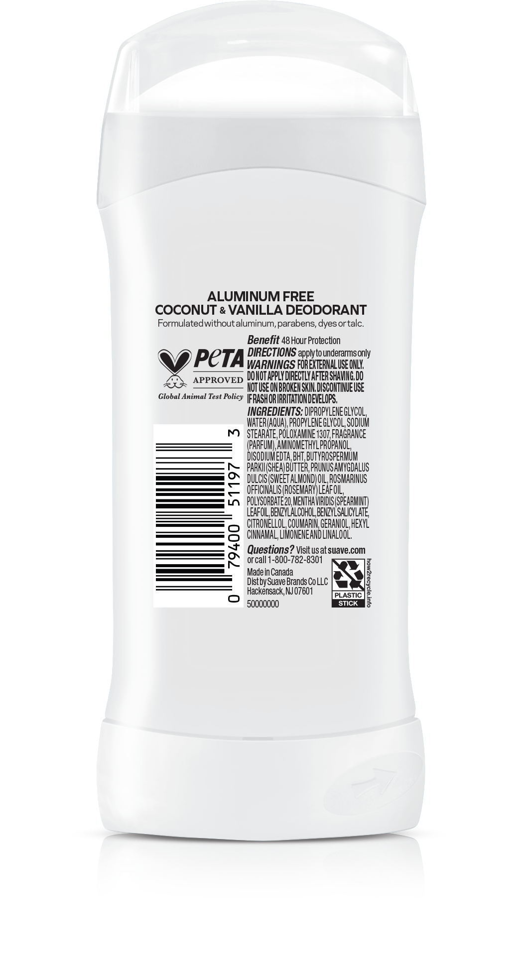 Suave Deodorant 2.6oz Aluminum -Free Coconut & Vanilla