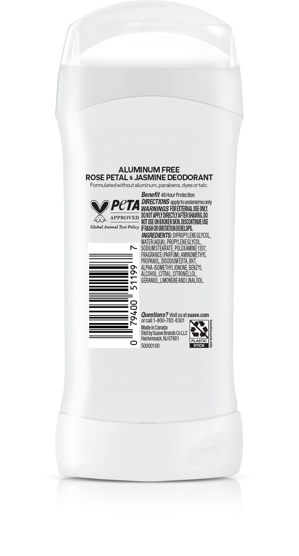Suave Deodorant 2.6oz Aluminum -Free Rose Petal & Jasmine