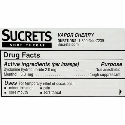 SUCRETS LOZENGE BOX VAPOR CHERRY 18CT