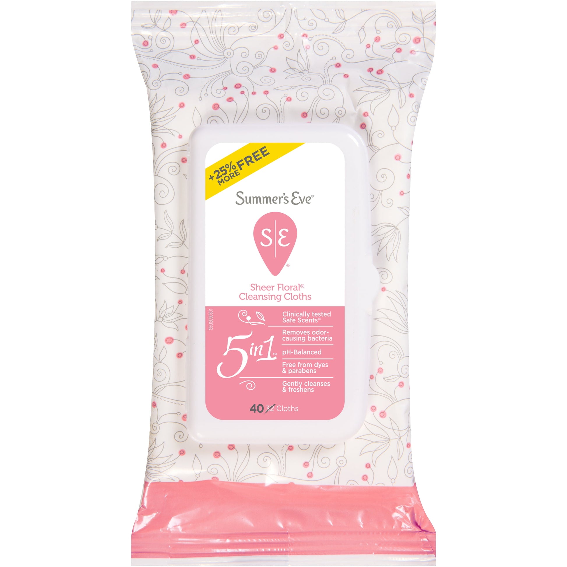 SUMMERS EVE CLEANSING CLOTH FLORAL 32CT