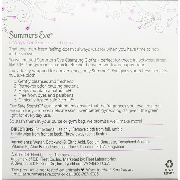 Summers Eve Cleansing Cloths 16 Count Island Splash
