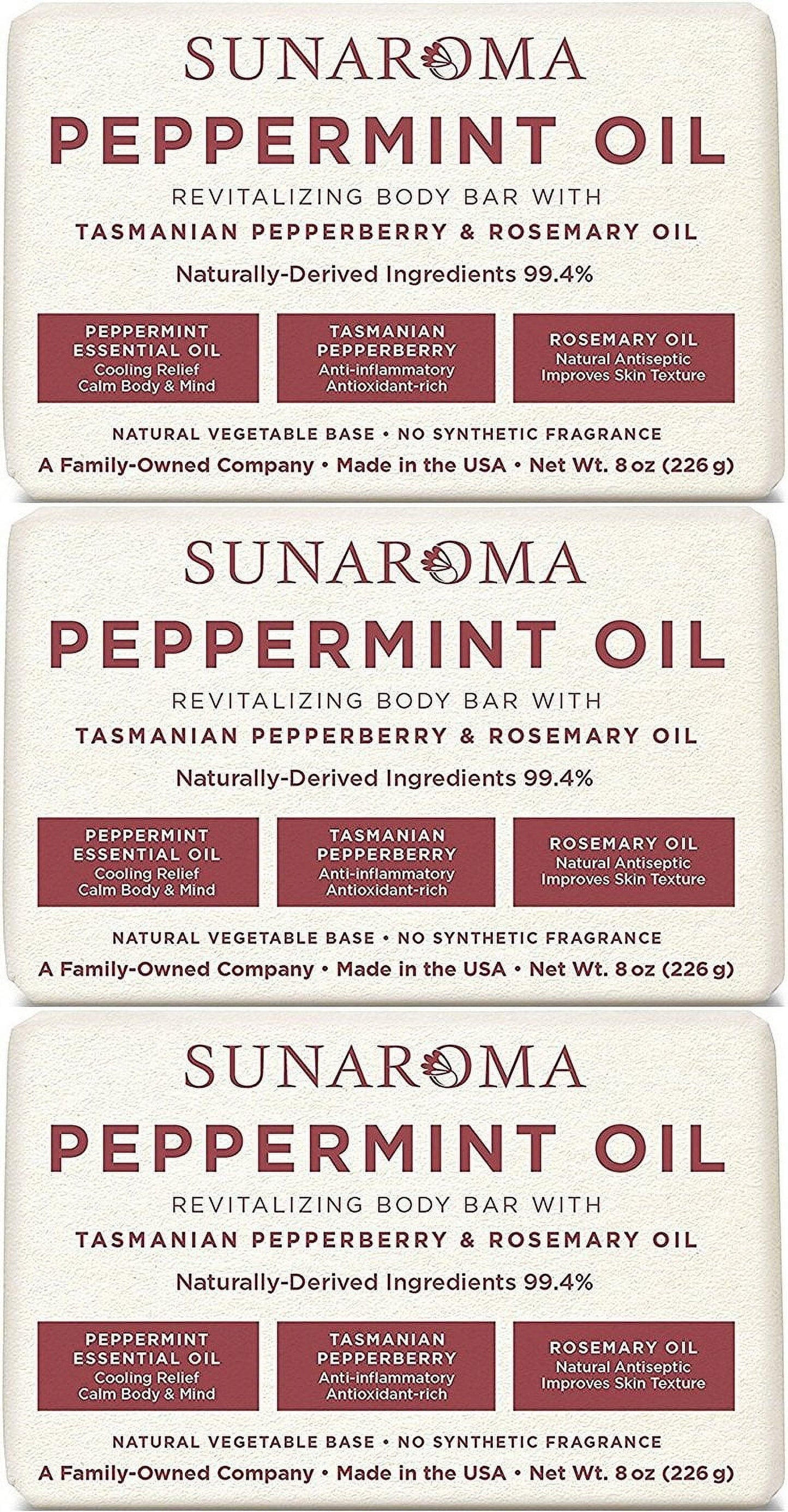 SUNAROMA PEPPERMINT OIL SOAP 8Z