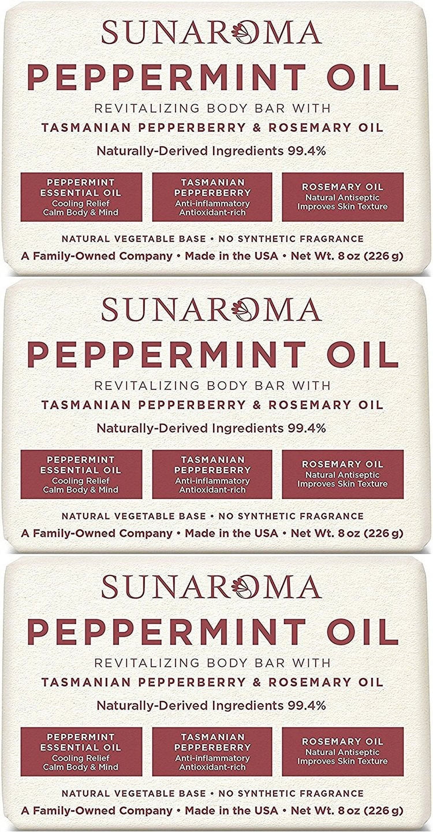 SUNAROMA PEPPERMINT OIL SOAP 8Z