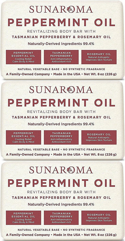 SUNAROMA PEPPERMINT OIL SOAP 8Z