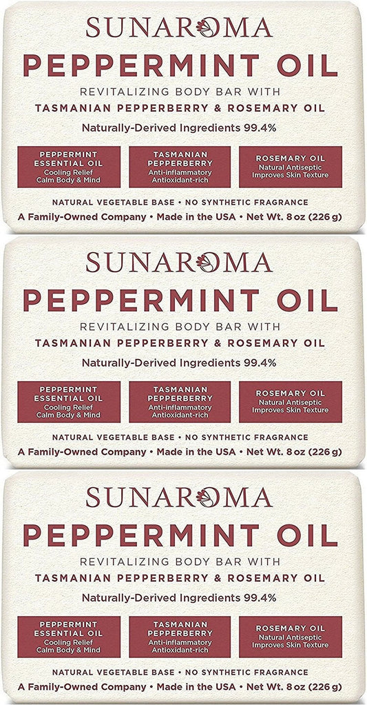 SUNAROMA PEPPERMINT OIL SOAP 8Z