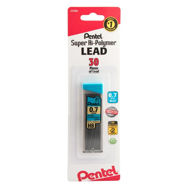 Super Hi-Polymer Lead Refill (0.7mm) Medium, HB, 30 pcs/Tube 1-Pk