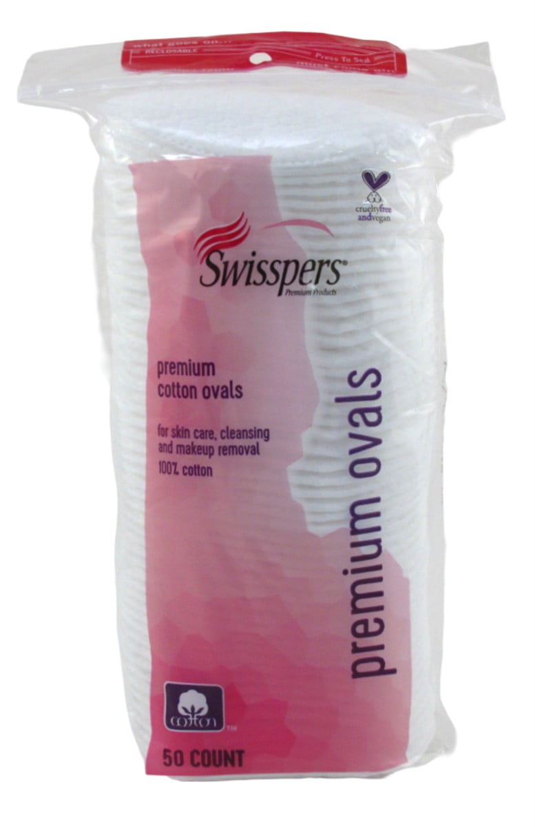 Swisspers Cotton Ovals Premium 50 Count 100% Cotton