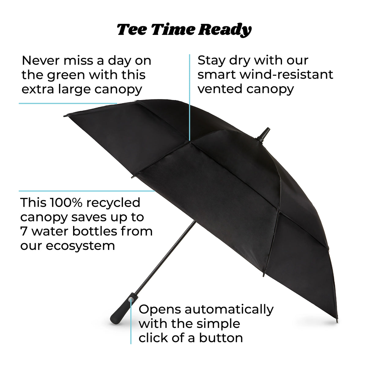 Totes Umbrella Auto Open Golf Stick 38Inch X-Lg Asst Colors