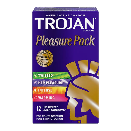TROJAN PLEASURE PACK ASST CONDOM 12CT