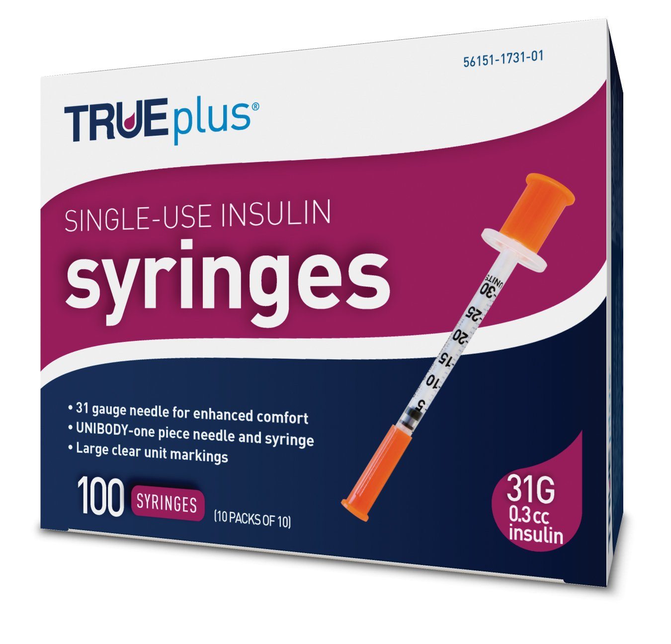 TRUEPLUS SYRINGE 5/16" 31GX1CC 100CT