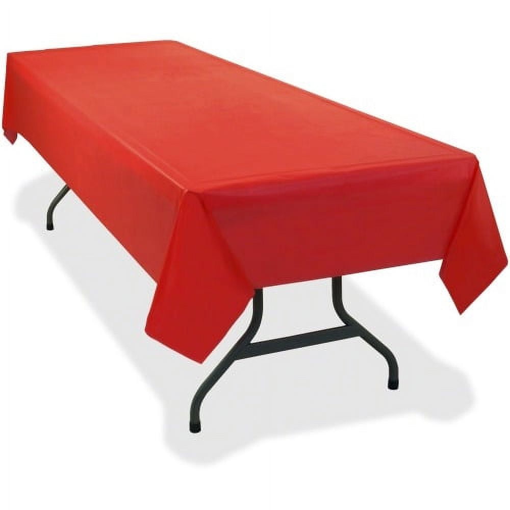 Unique Solid Rectangular Plastic Table Cover, 54" x 108" - Ruby Red