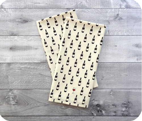 MUkitchen Designer Print Cotton Tea Towel - Wine Not