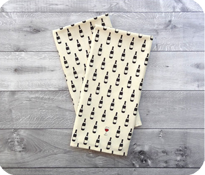 MUkitchen Designer Print Cotton Tea Towel - Wine Not