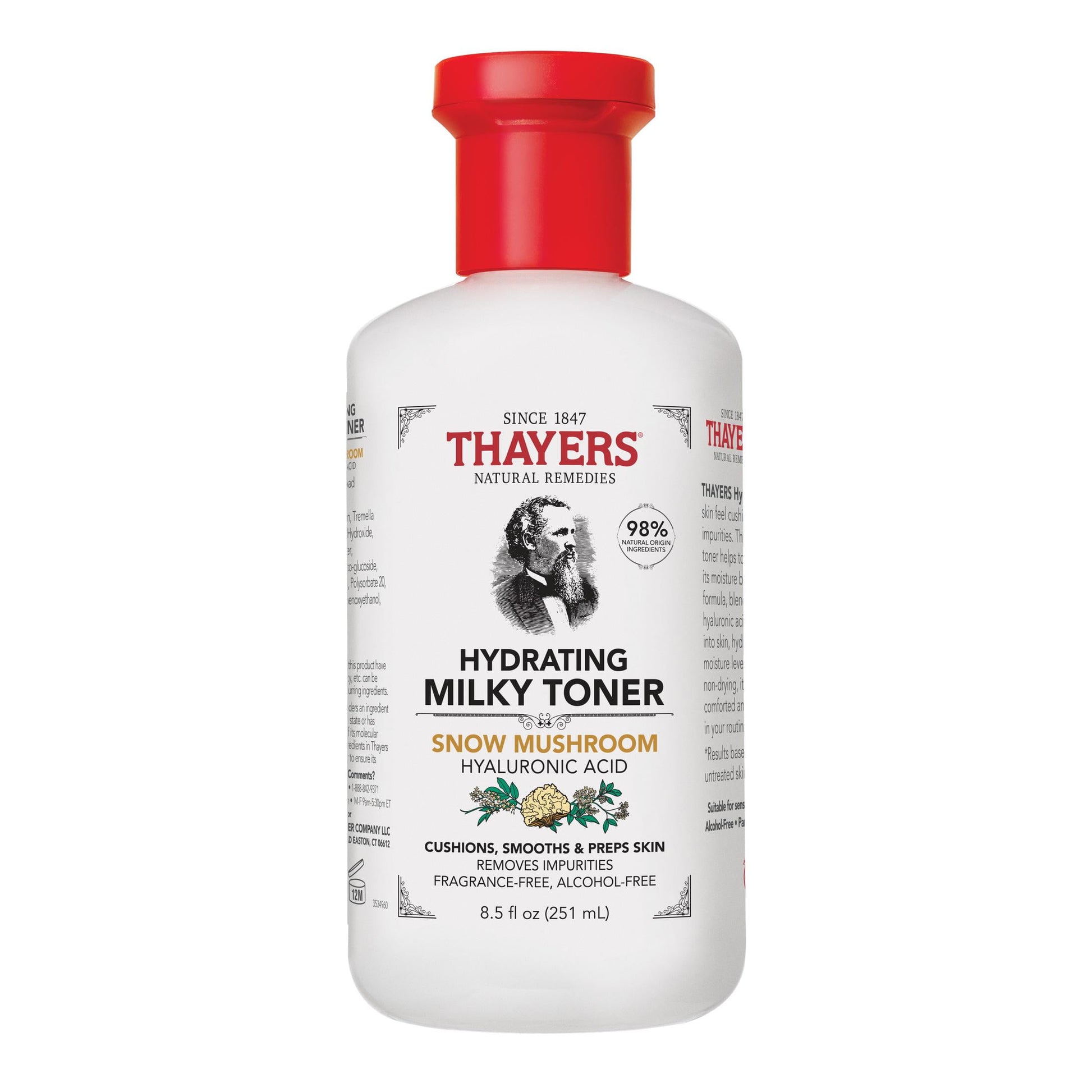 Thayers Milky Hydrating Face Toner with Snow Mushroom and Hyaluronic Acid, 12 oz