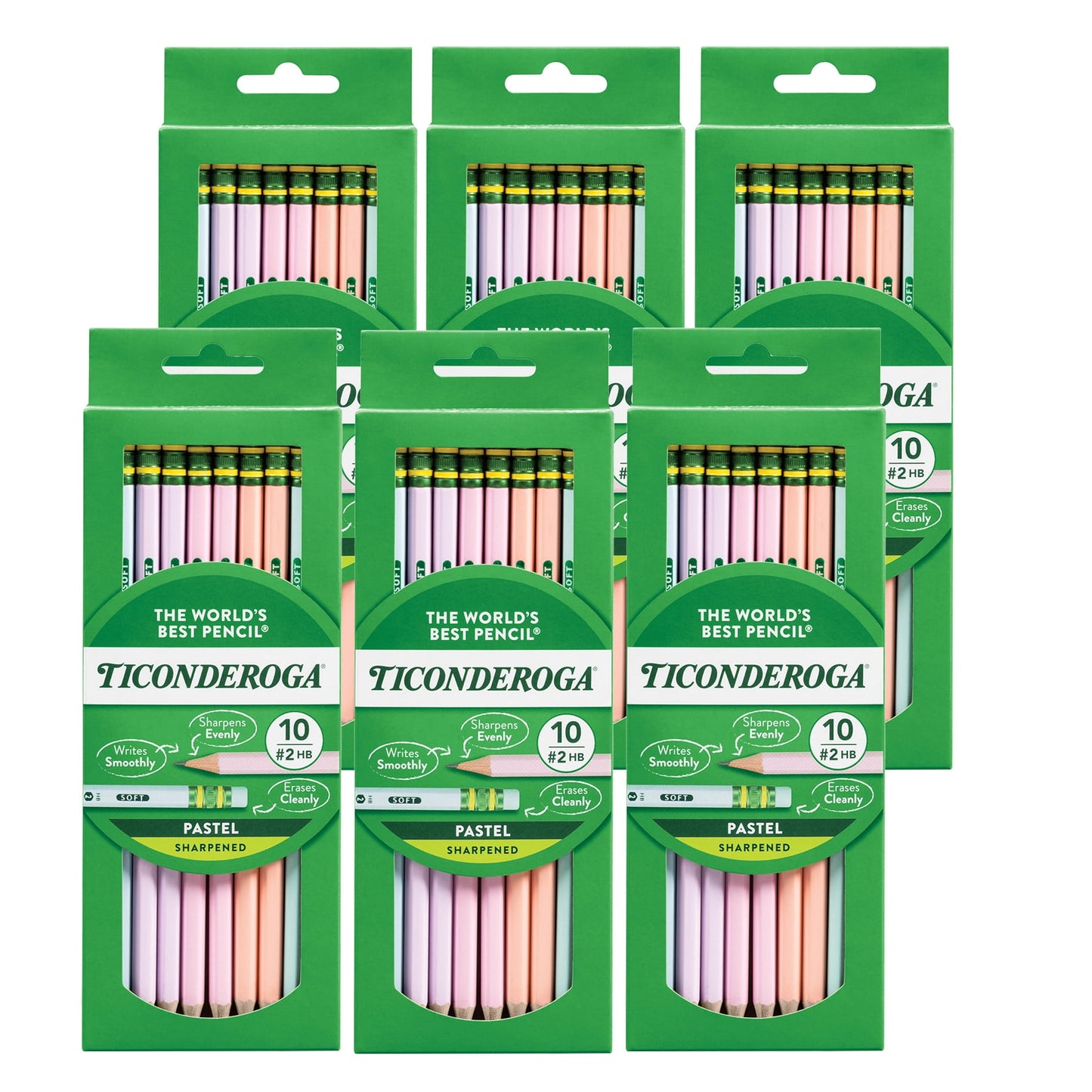 Ticonderoga #2 Soft Colored Pencils - Assorted Pastels, 10 count