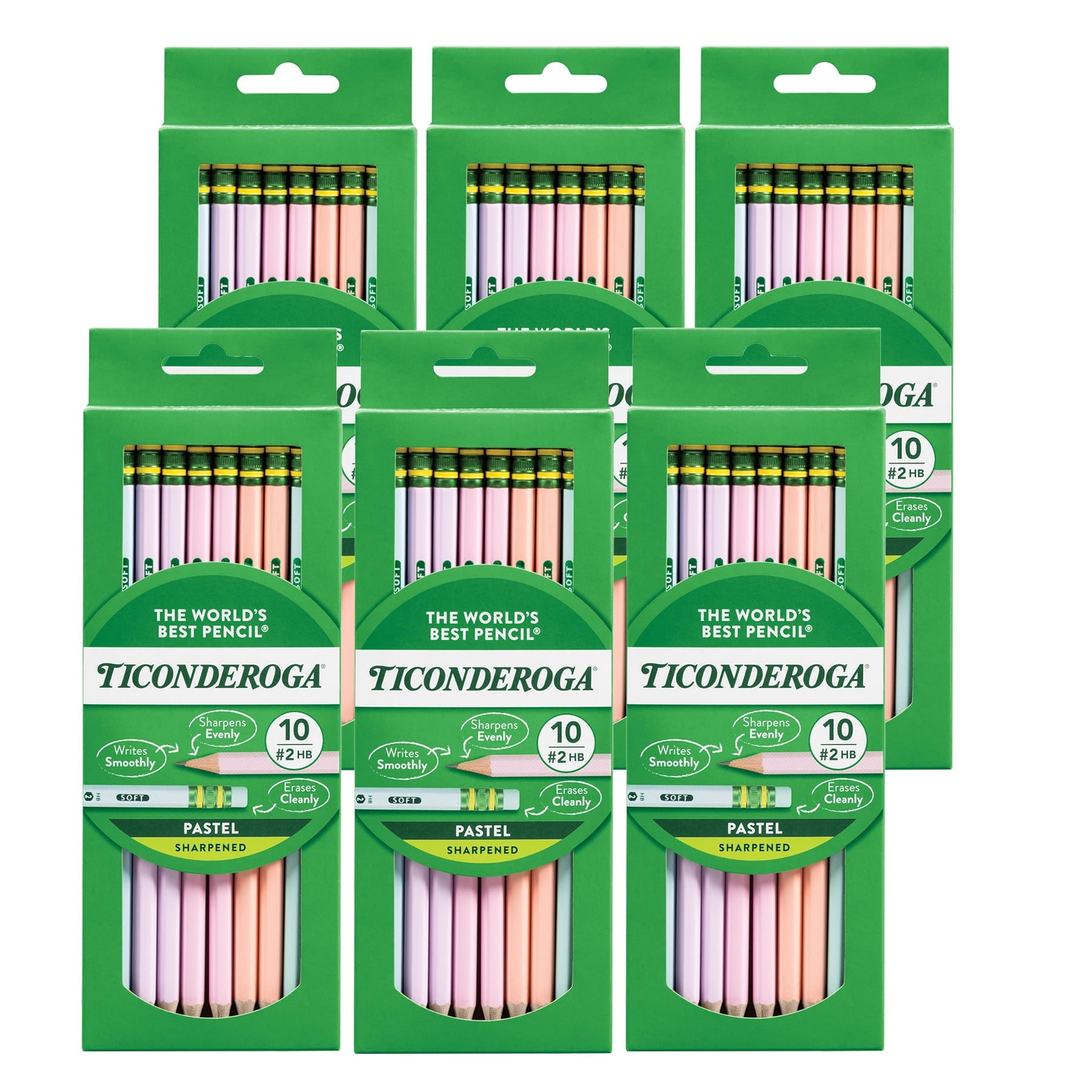Ticonderoga #2 Soft Colored Pencils - Assorted Pastels, 10 count