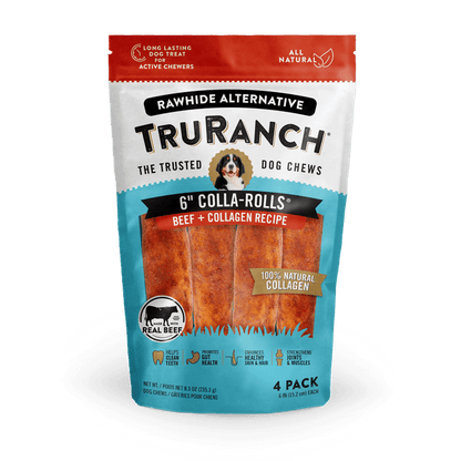 TruRanch 9" Rawhide Alternative Collagen Rolls for Dogs, 3 count