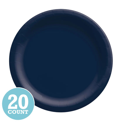 SENSATIONS Premium Paper Dinner Plates - Navy Blue, 20 count