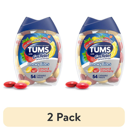 TUMS CHEWY BITES PLUS GAS LMN STBRY 28CT
