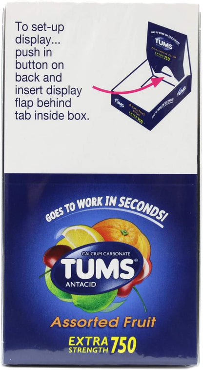 TUMS EXTRA TABLET FRUIT 3 ROLL 12X3X8CT
