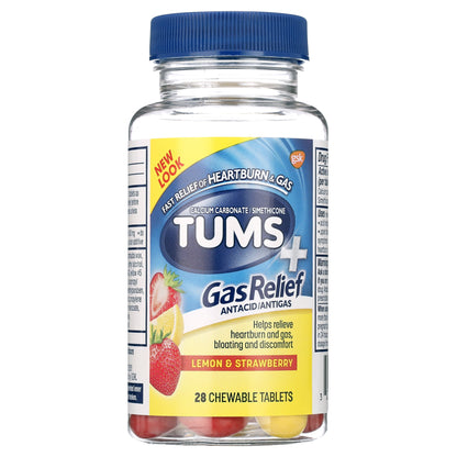 TUMS CHEWY BITES PLUS GAS LMN STBRY 28CT