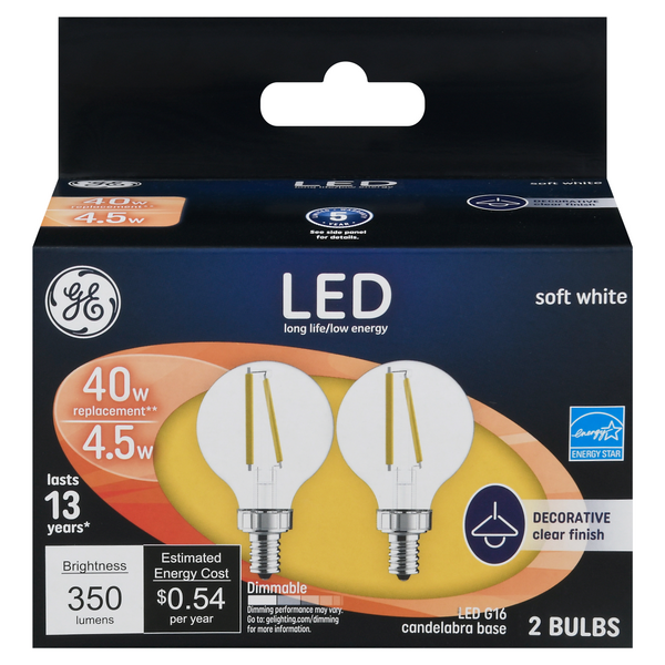 GE 3.5W LED Soft White Clear Finish Dimmable CAM Decorative Light Bulbs (2-Pack)