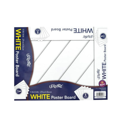UCreate Poster Board, 5 count - White, 11" x 14"