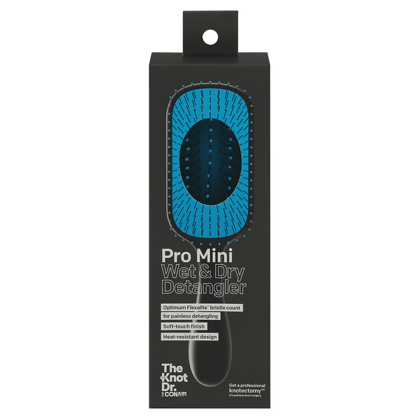 CONAIR The Knot Dr. Pro Mini Wet & Dry Detangler Small Hair Brush - Blue