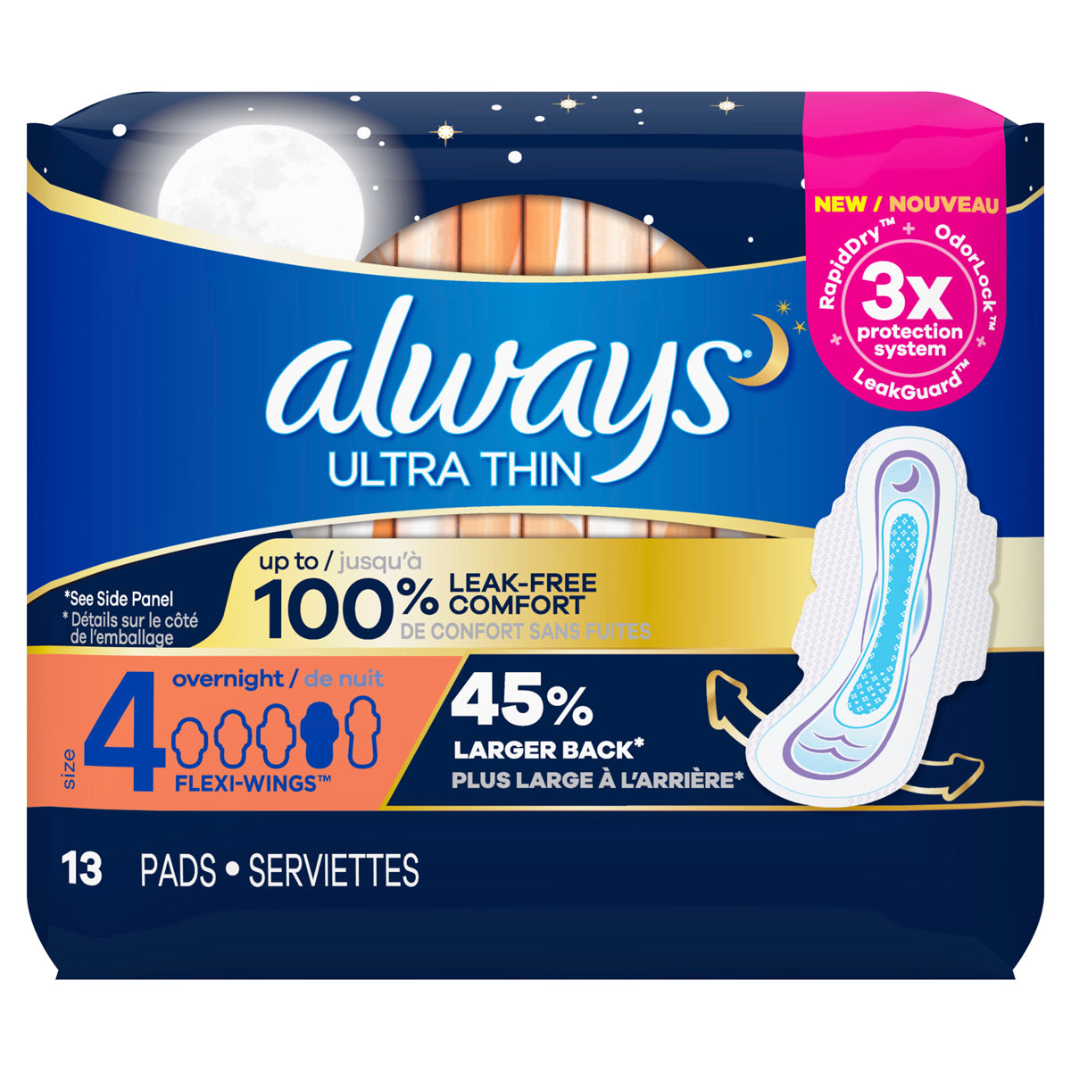 Always Pads Size 4 Ultra Thin 16 Count Overnight
