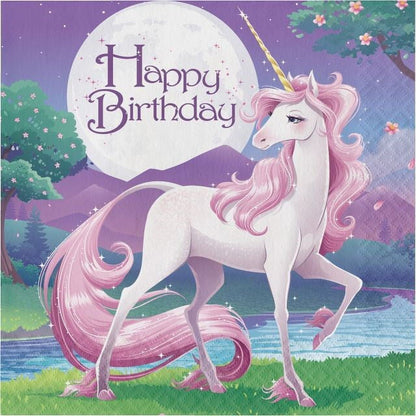 Unique Unicorn Galaxy Birthday Large Lunch Napkins, 16 Count