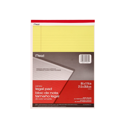 Mead® 8.5 x 11 Legal Pad Canary