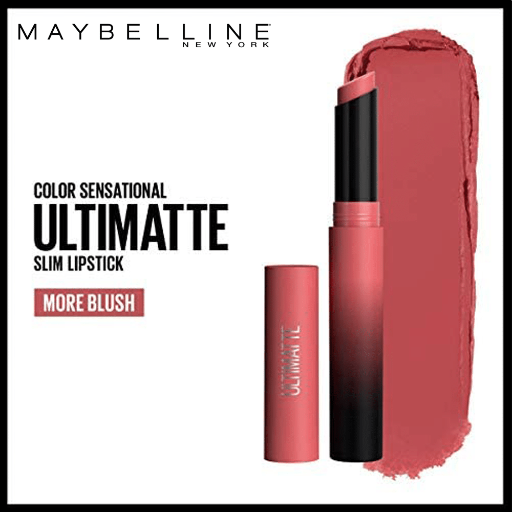 MAYBELLINE New York Color Sensational Ultimatte Slim Lipstick Makeup, 499 More Blush