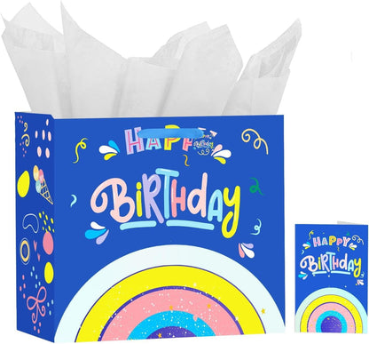 Unique Rainbow Ribbon Birthday 5" x 11" Cellophane Bag, 20 count