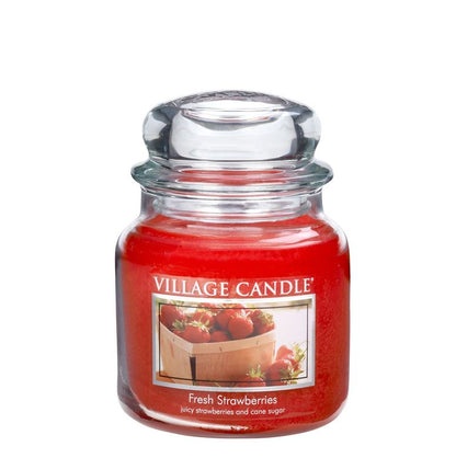 Village Candle Medium Glass Apothecary Jar Candle - Fresh Strawberries