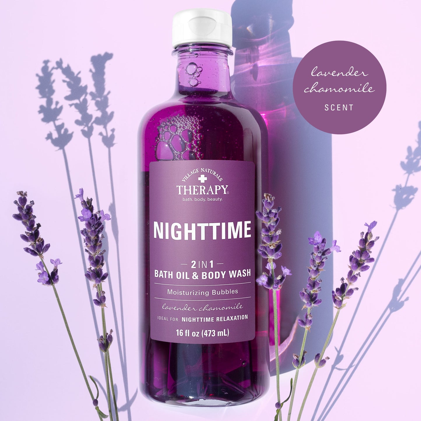 Village Nat. Bath Oil & Body Wash 2In1 Nighttime 16oz