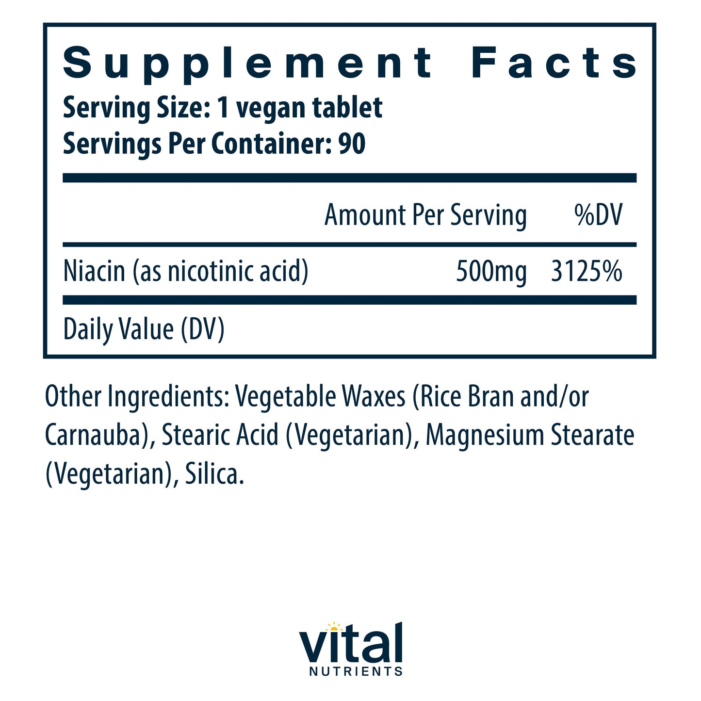 SDNE NIACIN CP 500MG 50 FLS/F
