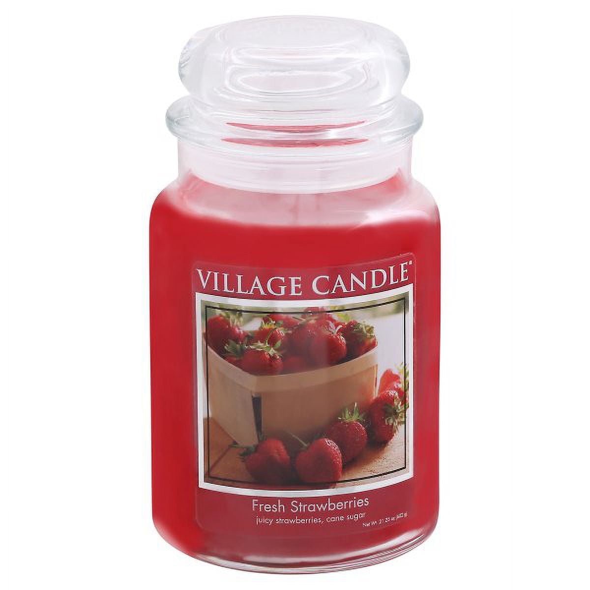 Village Candle Medium Glass Apothecary Jar Candle - Fresh Strawberries