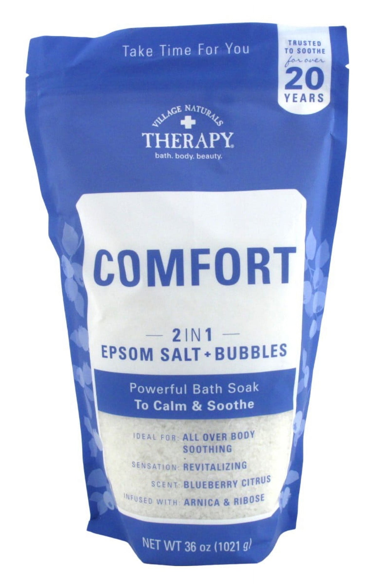 Village Nat. Bath Soak Comfort 2In1 Epsom Salt 36oz Bag