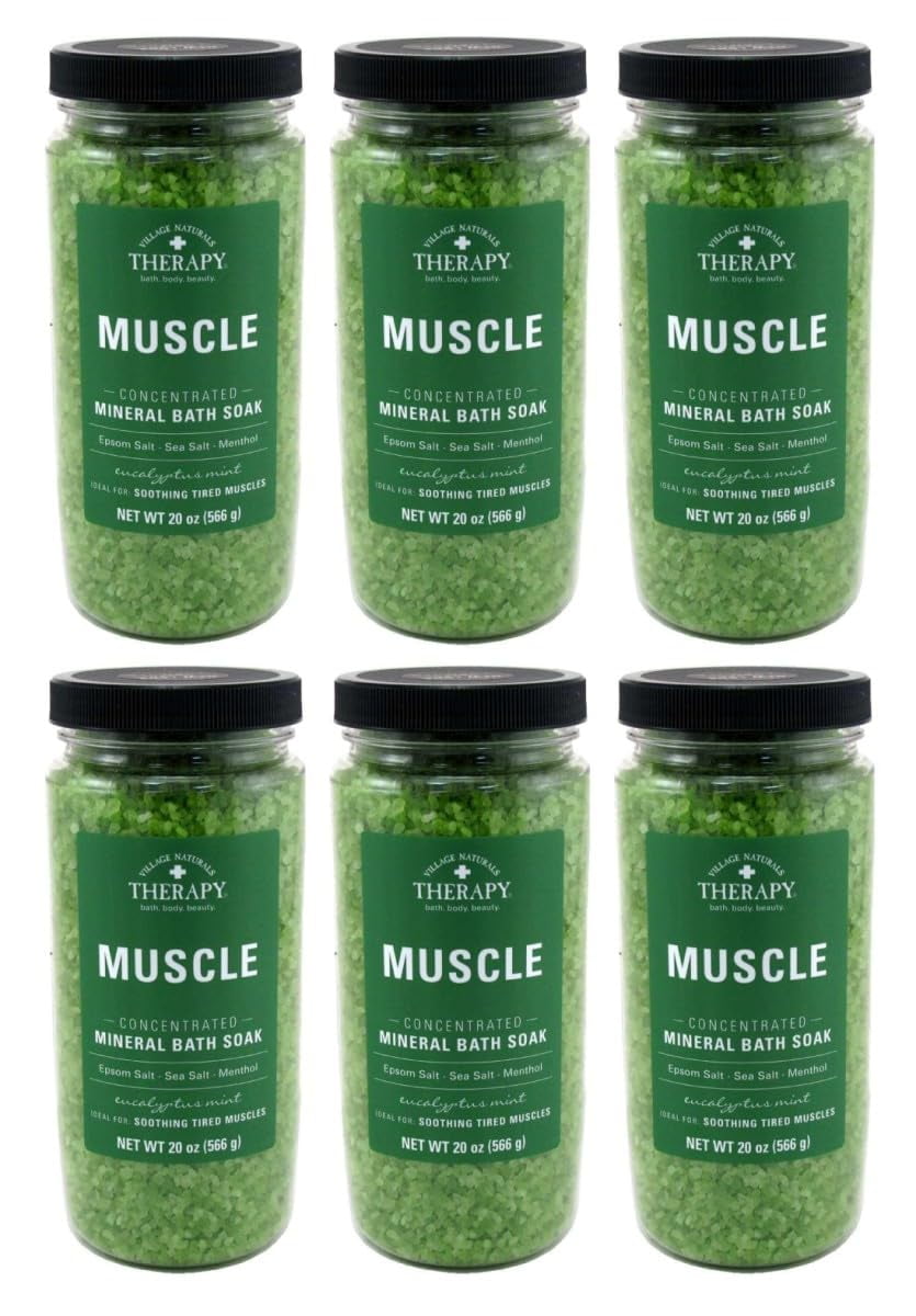 Village Nat. Mineral Bath Soak Muscle Eucalyptus Mint 20oz