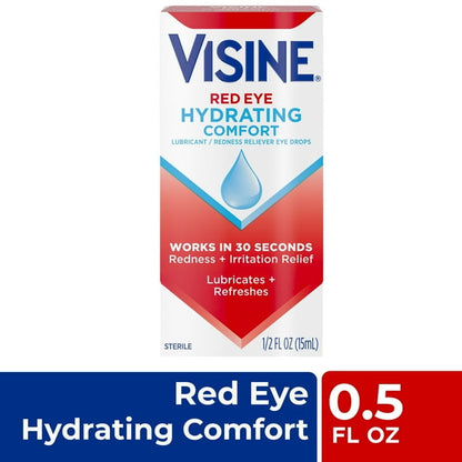 Visine Red Eye Hydrating Comfort Redness Relief Lubricating Eye Drops, 0.28 oz