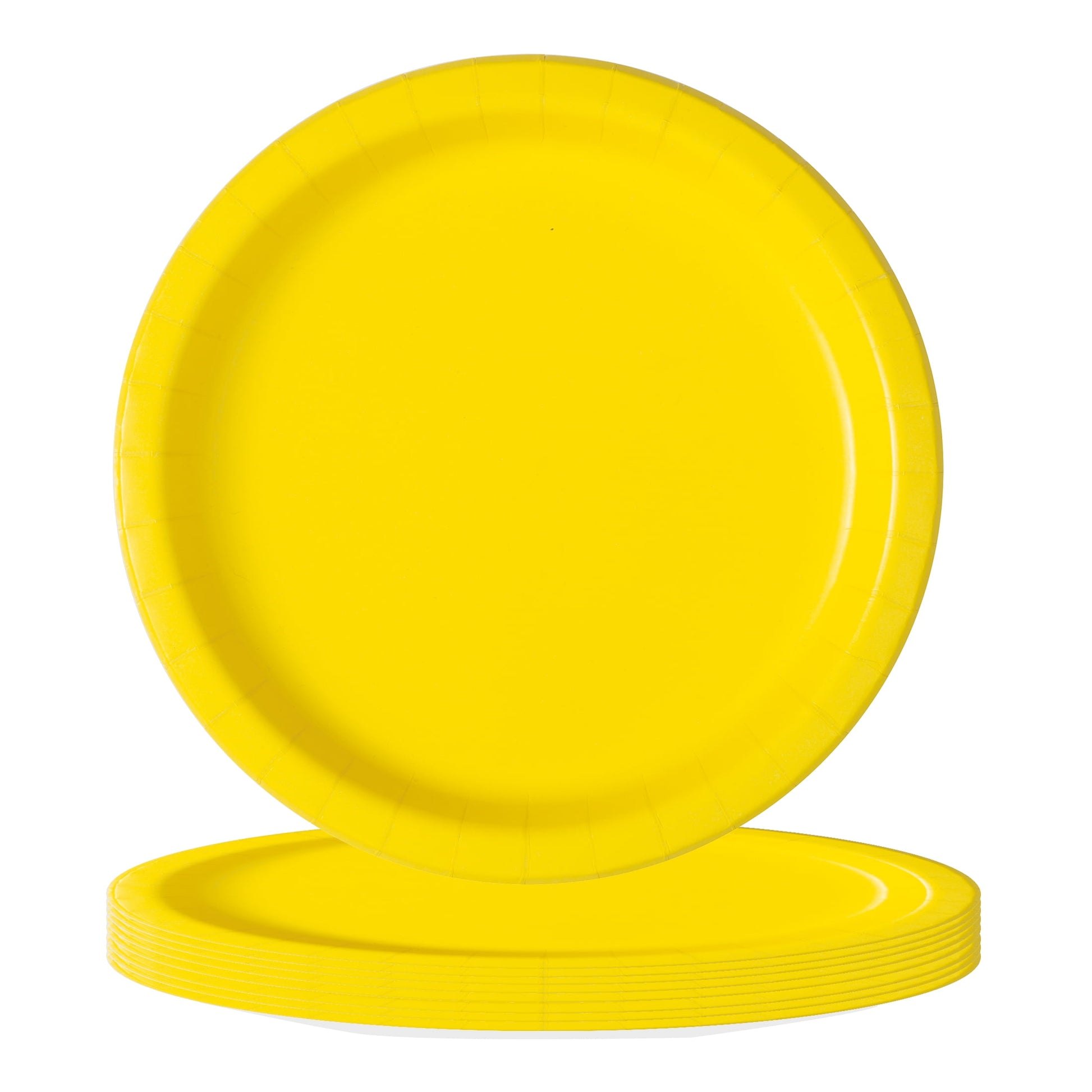 Unique Solid Round 9" Paper Plates - Neon Yellow, 16 count