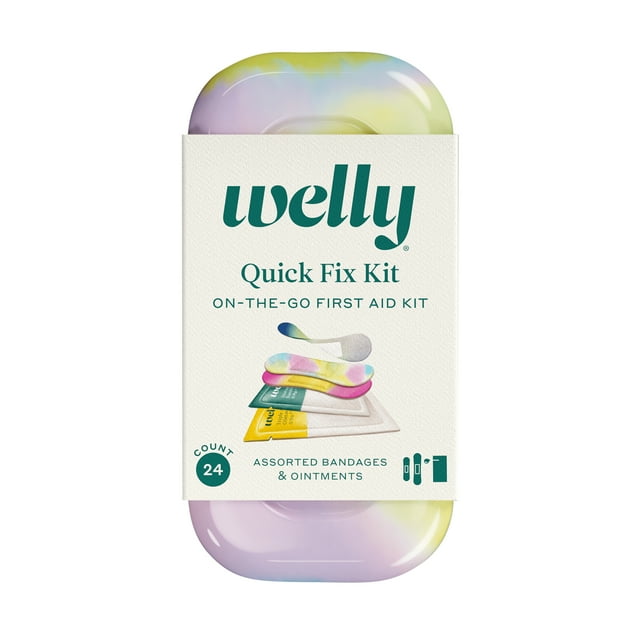 Welly Kid's Quick Fix First Aid Bandage Travel Kit - Colorwash, 24 count