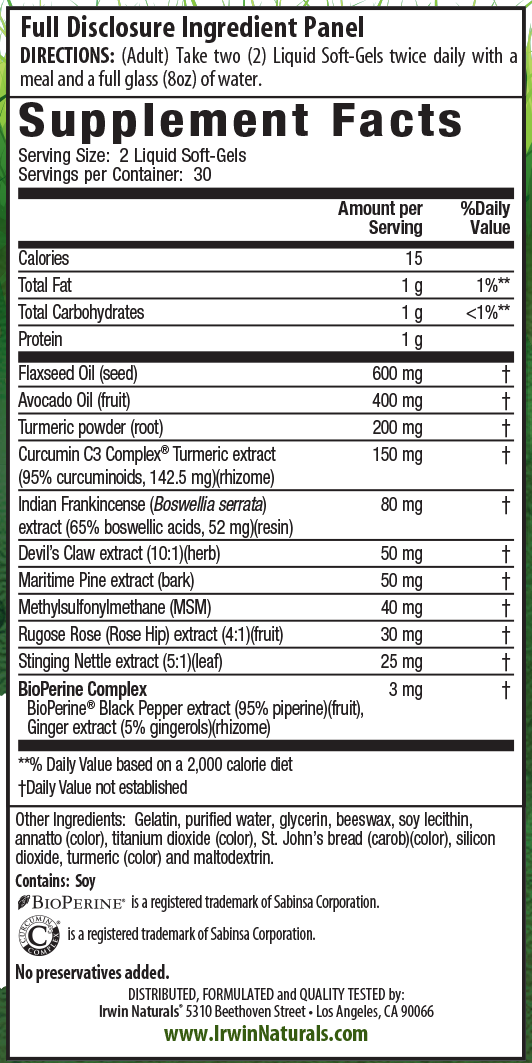 IRWIN NATURALS TRMC+CURCUMIN C3 COMPLEX