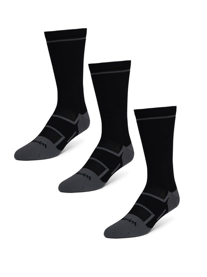 Russell Fashion Foot Men's Moderate Compression Crew Sock - Black, 1 pair