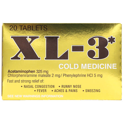 XL-3 Cold Medicine Tablets - 20ct