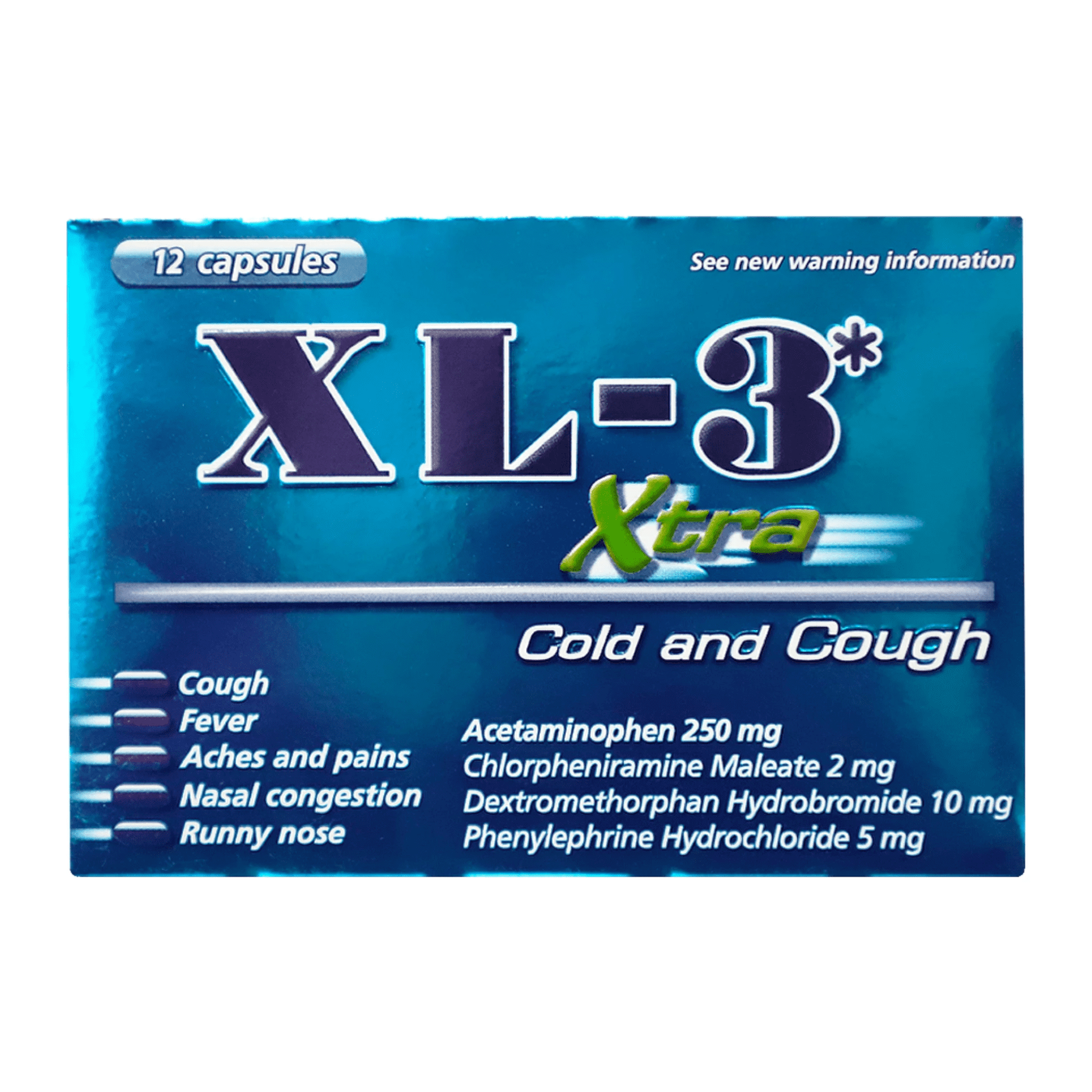 XL-3 Xtra Cold & Cough Capsules, 12 Ct