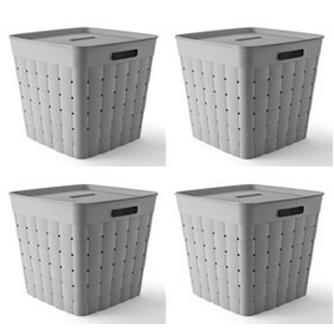 Sterilite Short Plastic Weave Storage Basket - Gray