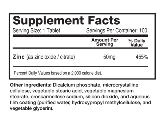 ZINC 50MG TABLETS
