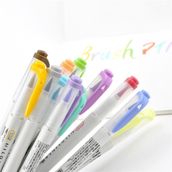 Zebra Mildliner Refresh Ink Double Ended Brush Pen and Marker, 5 pack
