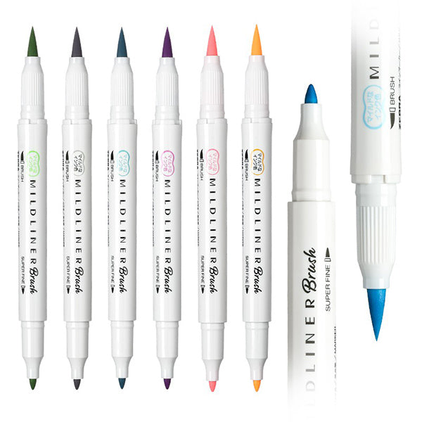 Zebra Mildliner Refresh Ink Double Ended Brush Pen and Marker, 5 pack
